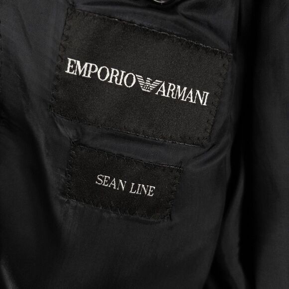 Emporio Armani Sean Line Blazer Mens 46 Wool Blend Dark Navy Blue 3 Button Italy - Picture 12 of 12